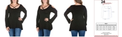 24seven Comfort Apparel Women's Plus Size Criss Cross Cold Shoulder Top